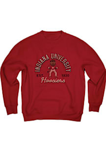 Blue 84 Indiana Hoosiers Mens Crimson Hoosier The Bison Long Sleeve Crew Sweatshirt