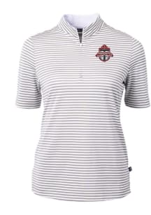Cutter and Buck Toronto FC Womens Grey Virtue Eco Pique Stripe Short Sleeve Polo Shirt