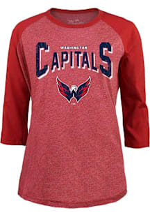 Washington Capitals Womens Red Raglan LS Tee