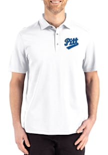Mens Pitt Panthers White Cutter and Buck Vault Advantage Refresh Short Sleeve Polo Shirt