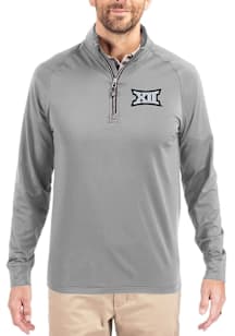 Cutter and Buck Big 12 Mens Ash Adapt Eco Big and Tall Qtr Zip