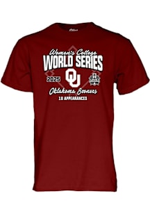 Blue 84 Oklahoma Sooners Crimson Womens College World Series Bound 2025 Short Sleeve T Shirt