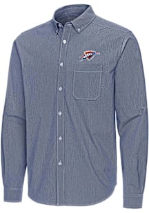 Antigua Oklahoma City Thunder Mens Navy Blue Alternate Porter Long Sleeve Dress Shirt