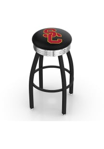 Black USC Trojans 3 Ring Chrome Seat Pub Stool