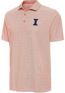 Mens Illinois Fighting Illini Orange Antigua Pave Short Sleeve Polo Shirt