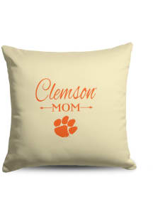 Clemson Tigers Mom 18x18 Throw Pillow - White