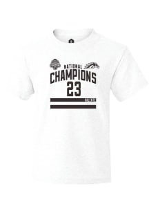 Liam Valente Youth White Western Michigan Broncos NIL 2025 National Champions Shirzee Short Sleeve..
