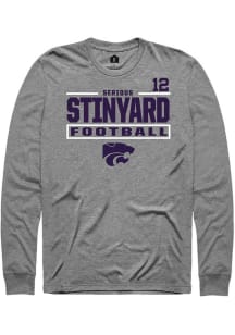 Serious Stinyard Mens Graphite K-State Wildcats NIL Stacked Box Long Sleeve Player T Shirt