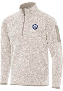Antigua Navy Mens Oatmeal Fortune Long Sleeve Qtr Zip Pullover