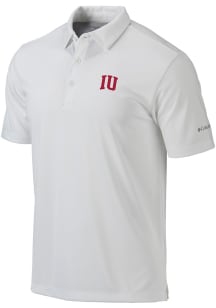 Mens Indiana Hoosiers White Columbia Heat Seal Omni Wick Drive Short Sleeve Polo Shirt