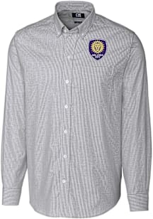 Cutter and Buck Orlando City SC Mens Charcoal Stretch Oxford Stripe Long Sleeve Dress Shirt