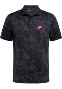 Levelwear Detroit Red Wings Mens Black Whisper Embroidered 3D Patch Short Sleeve Polo