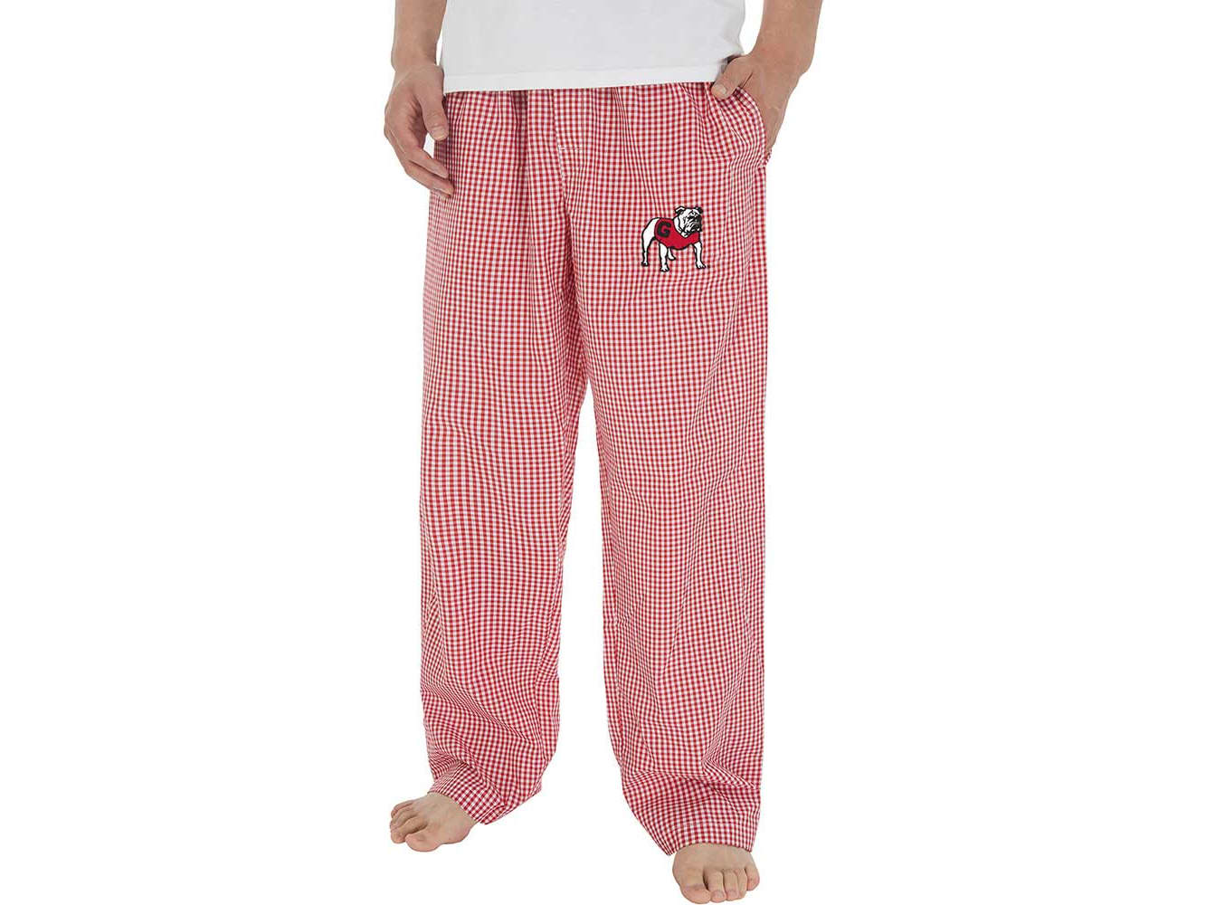 College Concepts Georgia Football UGA Mainstay Womens Embroidered Plaid Flannel  Pajama Pants - Dawg Fans Only