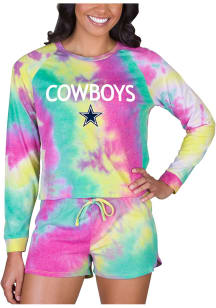 Concepts Sport Dallas Cowboys Womens Yellow Velodrome Tie Dye Long Sleeve PJ Set