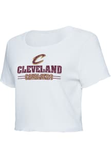 Cleveland Cavaliers Womens White Scalloped Short Sleeve T-Shirt