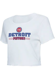 Detroit Pistons Womens White Scalloped Short Sleeve T-Shirt