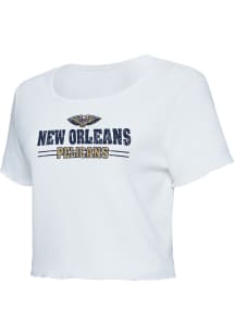 New Orleans Pelicans Womens White Scalloped Short Sleeve T-Shirt