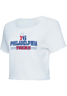 Philadelphia 76ers Womens White Scalloped Short Sleeve T-Shirt