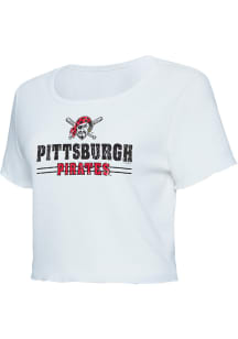 Pittsburgh Pirates Womens White Scalloped Short Sleeve T-Shirt