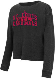 St Louis Cardinals Womens Charcoal Waffle LS Tee