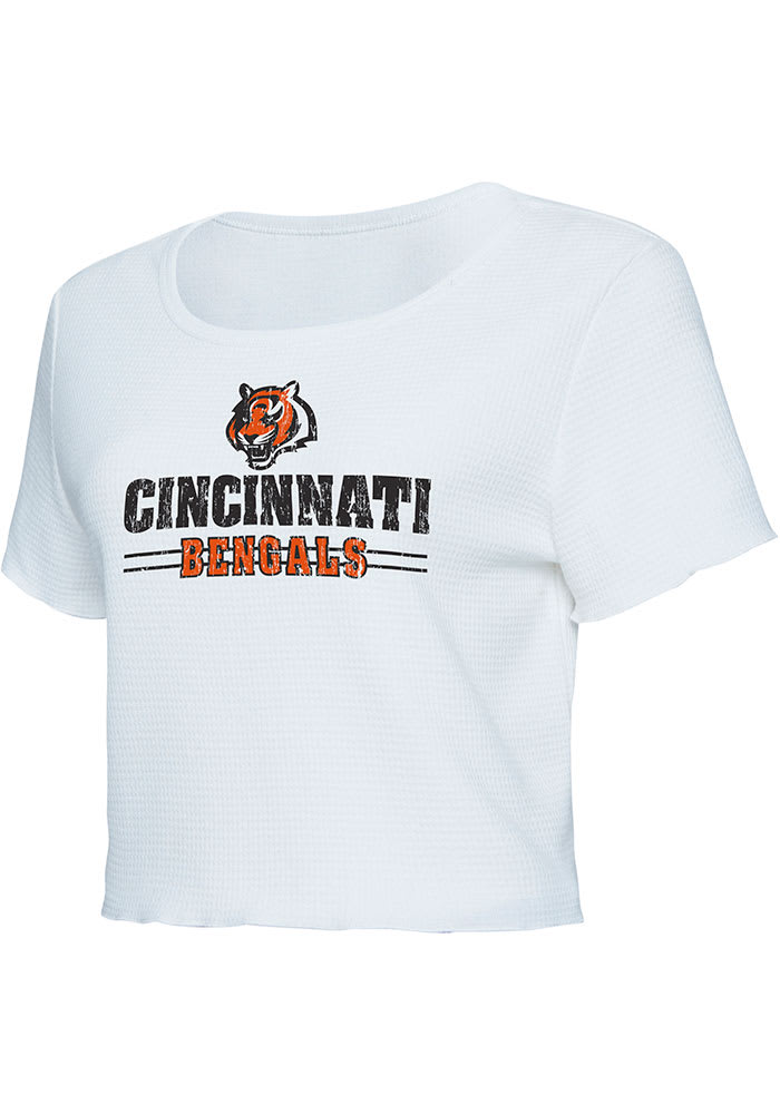 Cincinnati Bengals Womens White Scalloped Short Sleeve T-Shirt