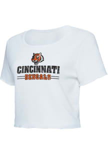 Cincinnati Bengals Womens White Scalloped Short Sleeve T-Shirt