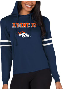 Concepts Sport Denver Broncos Womens Navy Blue Marathon Hooded Sweatshirt