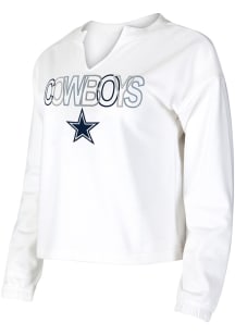 Dallas Cowboys Womens White Sunray Crew Sweatshirt