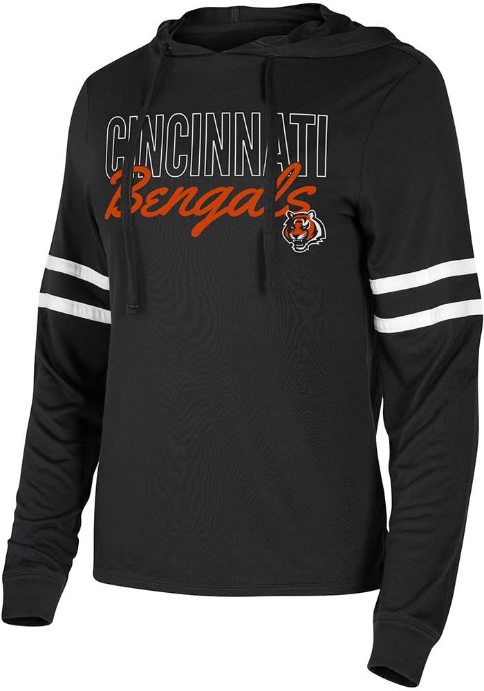 Cincinnati Bengals Womens Black Cursive Marathon Hooded Sweatshirt