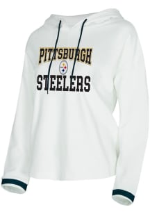Concepts Sport Pittsburgh Steelers Womens White Borough Hooded Sweatshirt