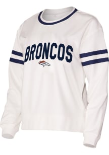 Denver Broncos Womens White Borough Crew Sweatshirt