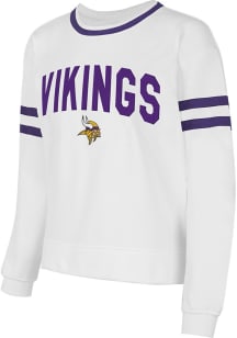 Minnesota Vikings Womens White Borough Crew Sweatshirt