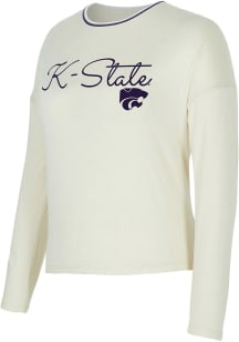 Womens White K-State Wildcats Kaki LS Tee