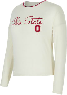 Womens Ohio State Buckeyes White Concepts Sport Kaki LS Tee