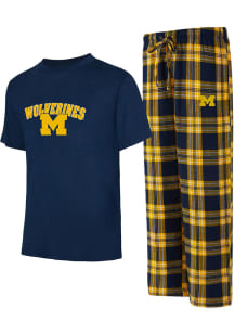 Mens Navy Blue Michigan Wolverines Caden Set Loungewear Sleep Pants