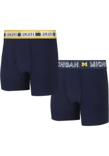 Mens Navy Blue Michigan Wolverines Gauge Knit Boxer Shorts