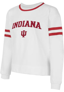 Womens White Indiana Hoosiers Borough Crew Sweatshirt