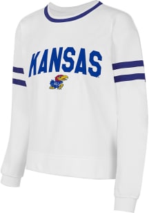Concepts Sport Kansas Jayhawks Womens White Borough Crew Sweatshirt