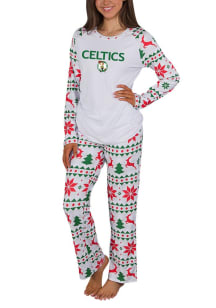 Concepts Sport Boston Celtics Womens White Holiday Tidings PJ Set