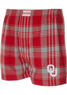 Oklahoma Sooners Mens Cardinal Region Plaid Boxer Shorts