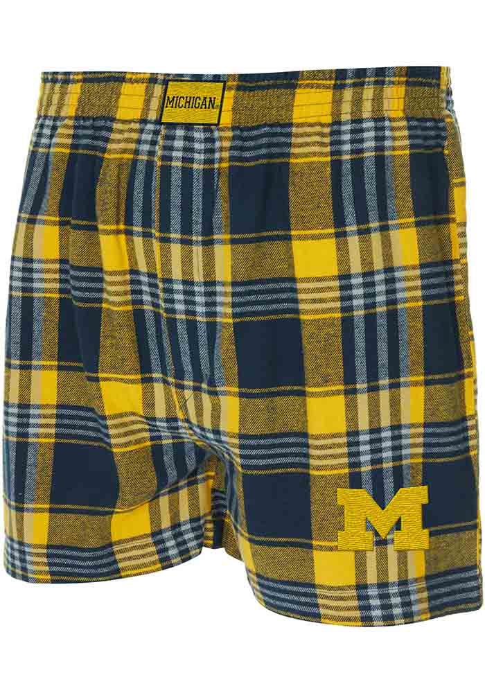 Michigan Wolverines Mens Concepts Sport NAVY/GOLD Region Plaid