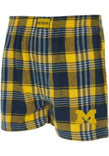 Mens Navy Blue Michigan Wolverines Region Plaid Boxer Shorts