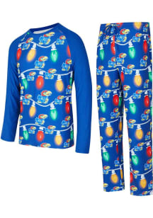 Kansas Jayhawks Mens Blue Christmas Light Sleep Pants