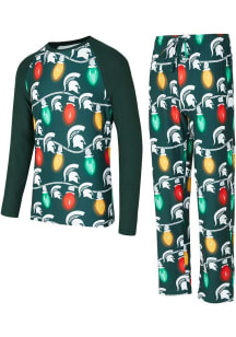 Mens Green Michigan State Spartans Christmas Light Loungewear Sleep Pants