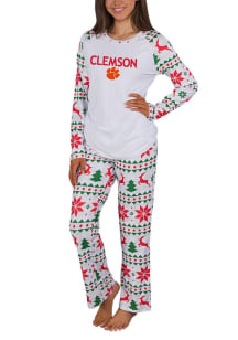 Concepts Sport Clemson Tigers Womens White Holiday Tidings PJ Set