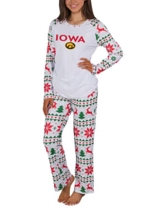 Womens Iowa Hawkeyes White Concepts Sport Holiday Tidings PJ Set