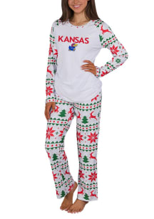 Concepts Sport Kansas Jayhawks Womens White Holiday Tidings PJ Set