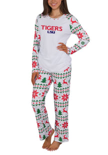 Concepts Sport LSU Tigers Womens White Holiday Tidings PJ Set