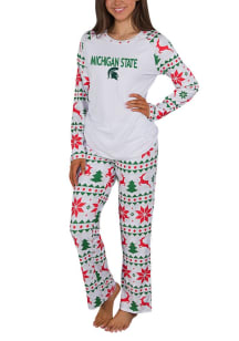 Womens Michigan State Spartans White Concepts Sport Holiday Tidings PJ Set