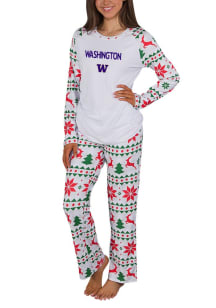 Womens Washington Huskies White Concepts Sport Holiday Tidings PJ Set